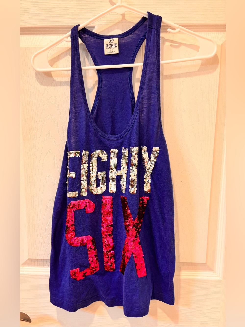PINK Victoria's Secret Vintage Sequin 'Eighty Six' Racerback Tank